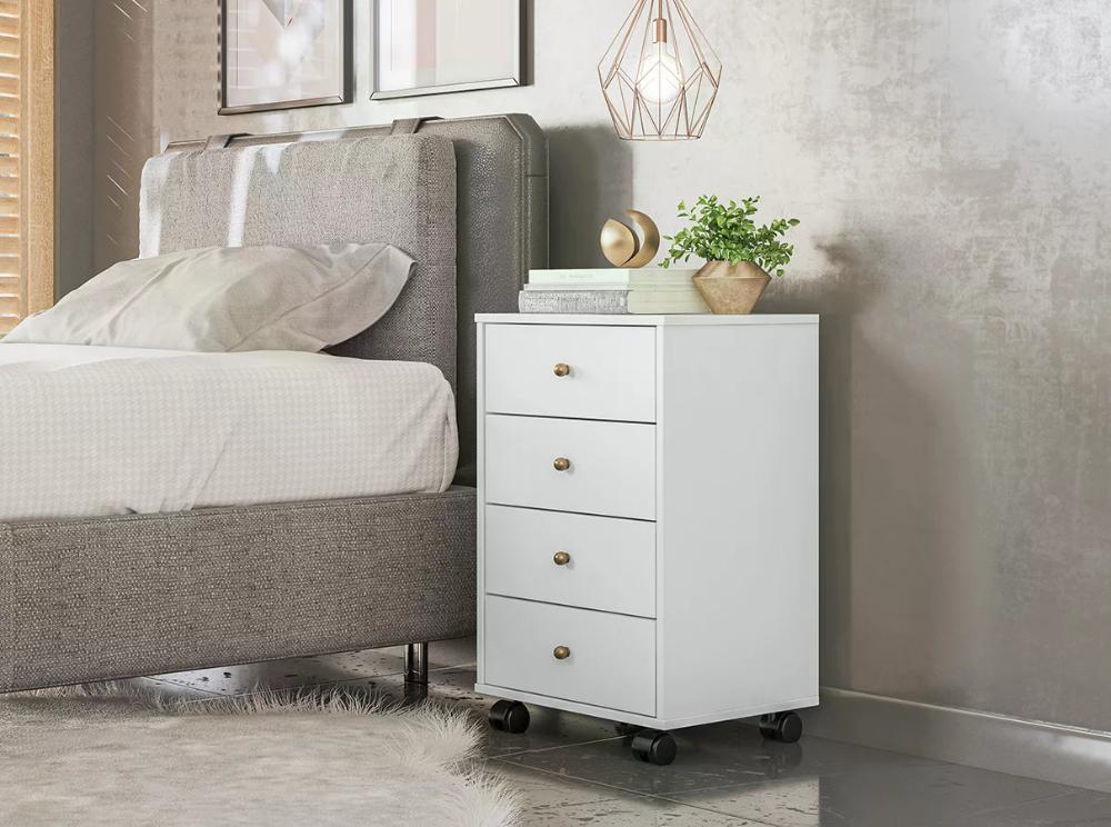 Kit Com 02 Mesa De Cabeceira Presence 9070 Branco Demobile