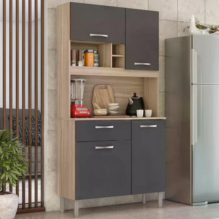 Kit Cozinha 4 Portas 1 Gaveta 91401 Avena Grafito Demobile
