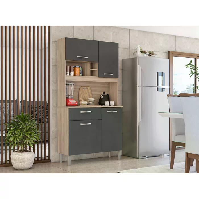 Kit Cozinha 4 Portas 1 Gaveta 91401 Avena Grafito Demobile