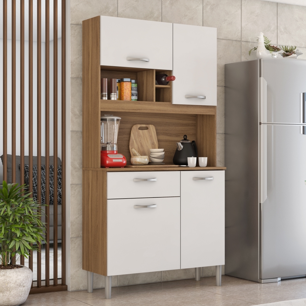 Kit Cozinha Alícia 4 Portas 1 Gaveta Amendola Branco