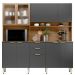Kit Cozinha Compacta 10 Portas 2 Gavetas Ruby Amêndola/Grafito