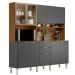Kit Cozinha Compacta 10 Portas 2 Gavetas Ruby Amêndola/Grafito