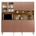 Kit Cozinha Compacta 10 Portas 2 Gavetas Ruby Amêndola/Marsala