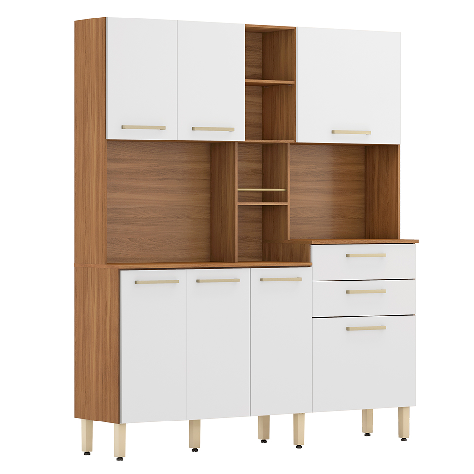 Kit de Cozinha Encanto 7 Portas 2 Gavetas Amendola e Branco