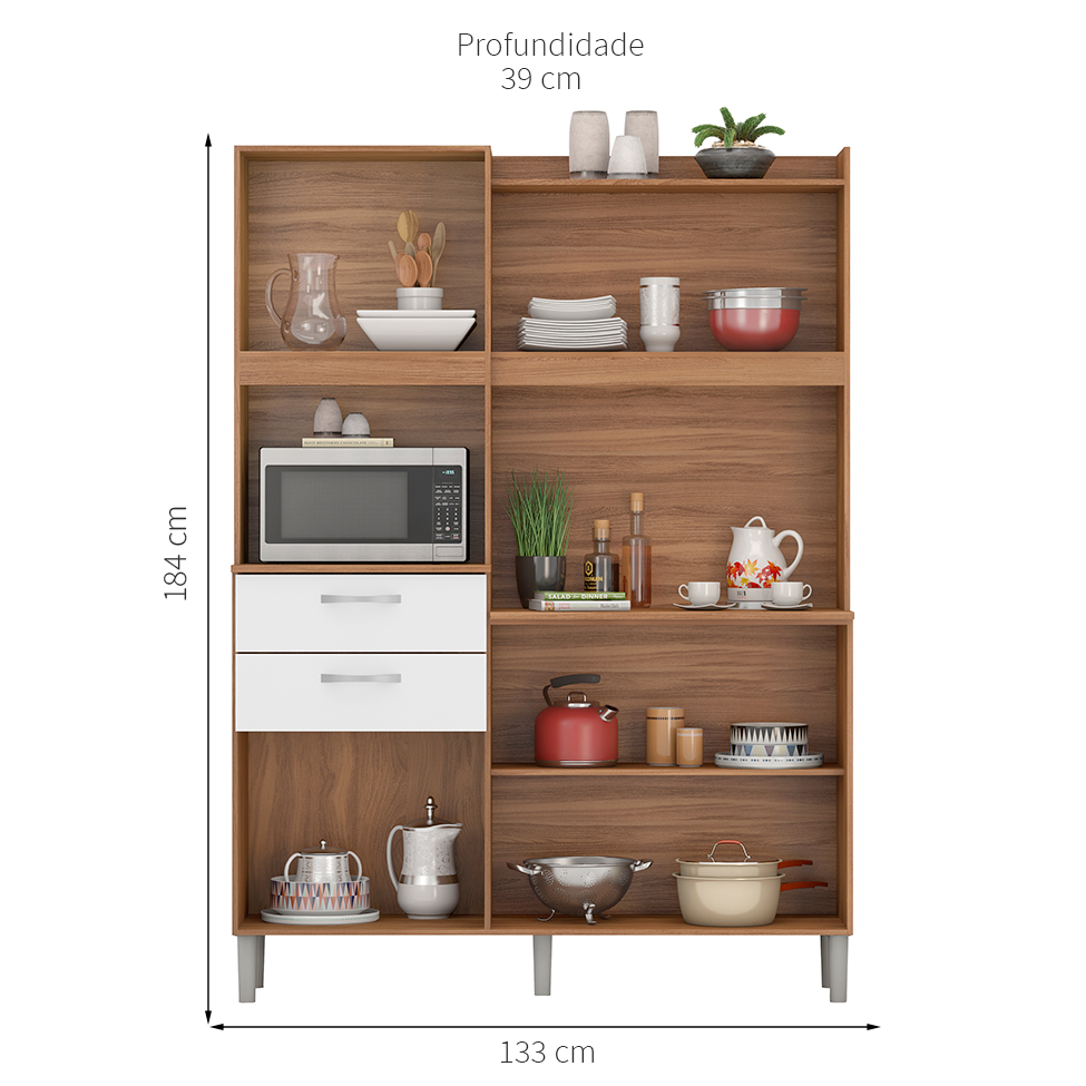 Kit de Cozinha Harmonia 6 Portas 2 Gavetas Amendola e Branco