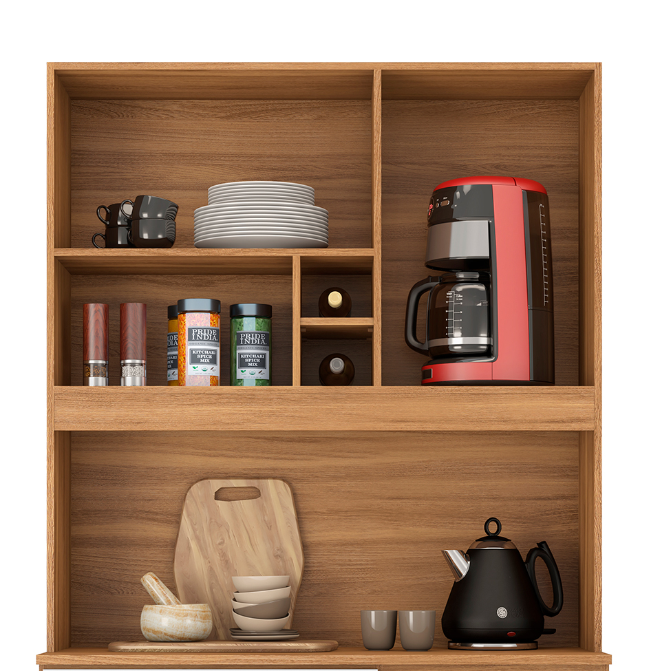 Kit de Cozinha Malta 4 Portas 1 Gaveta Amêndola e Branco