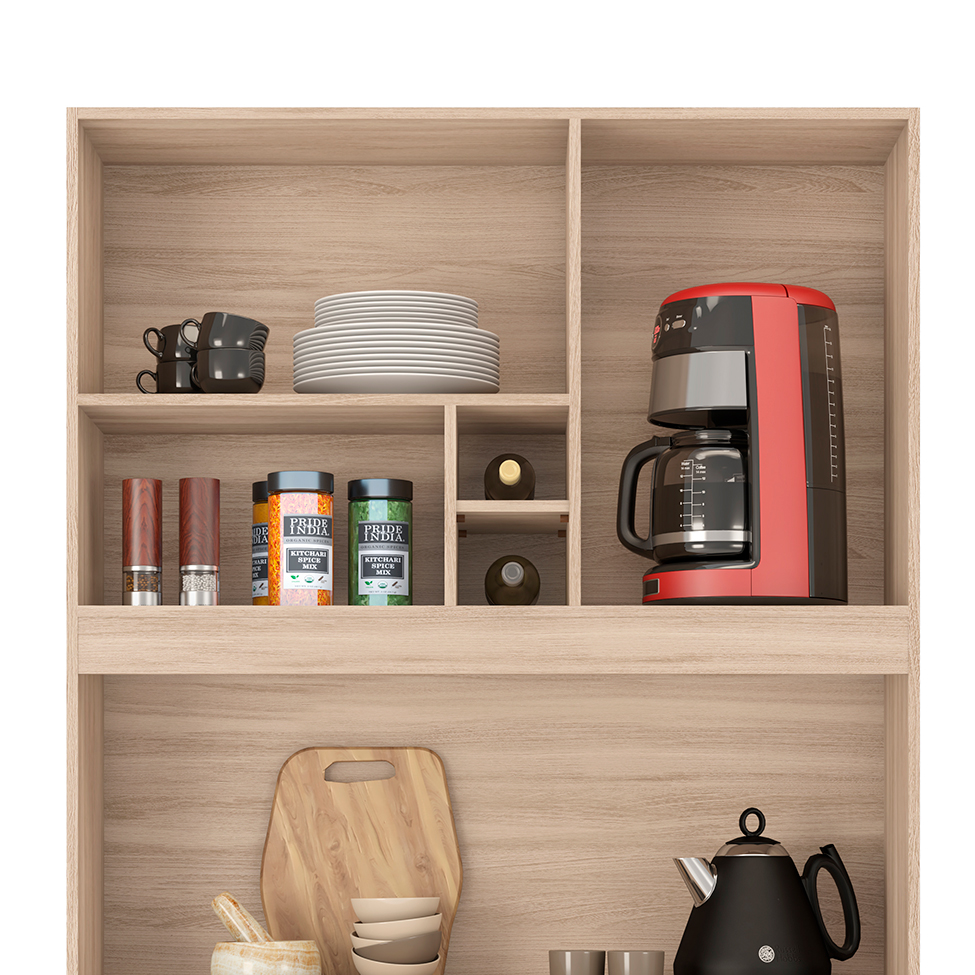 Kit de Cozinha Malta 4 Portas 1 Gaveta Avena e Grafito