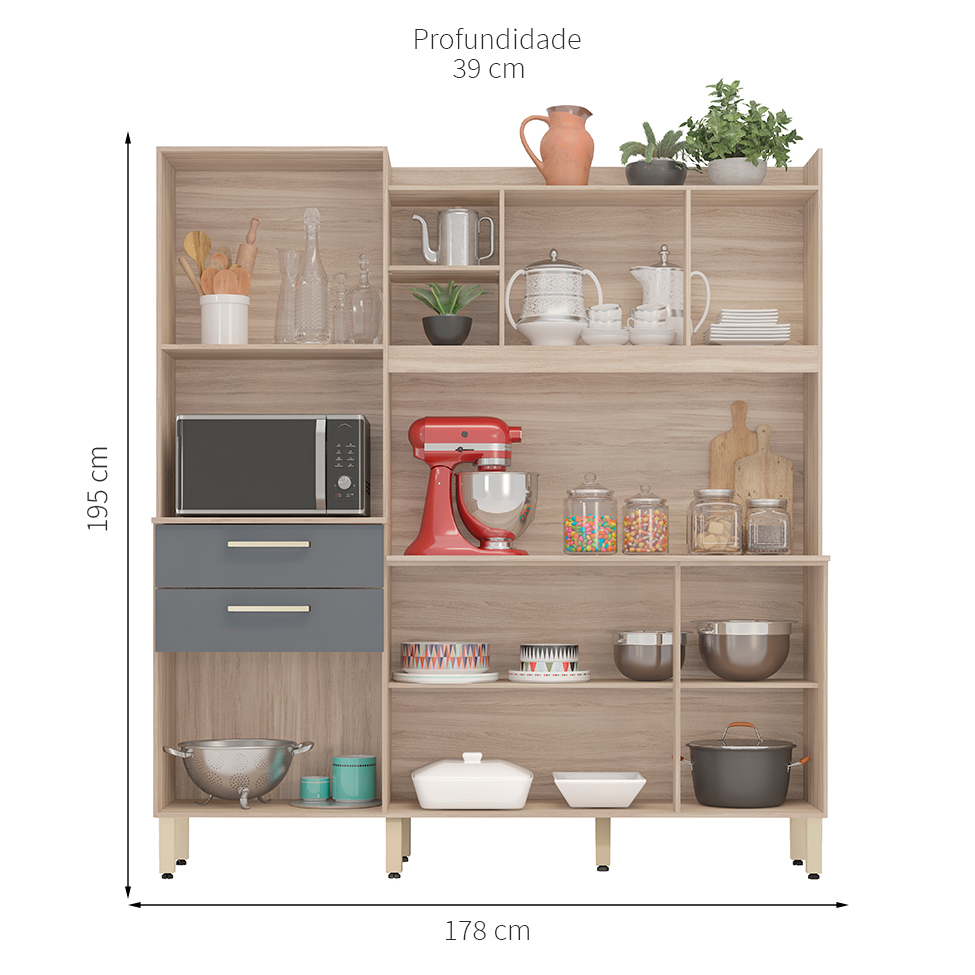Kit de Cozinha Select 6 PT 2 GV Avena e Grafito