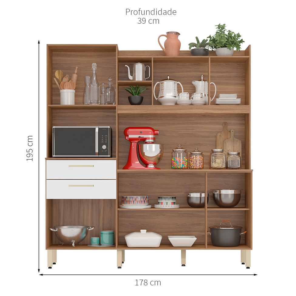 Kit de Cozinha Select 6 Portas 2 Gavetas Amendola e Branco