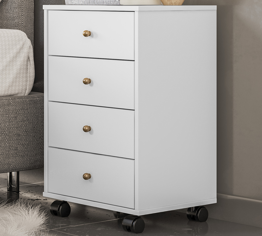 Mesa De Cabeceira 04 Gavetas Presence 9070 Branco Demobile