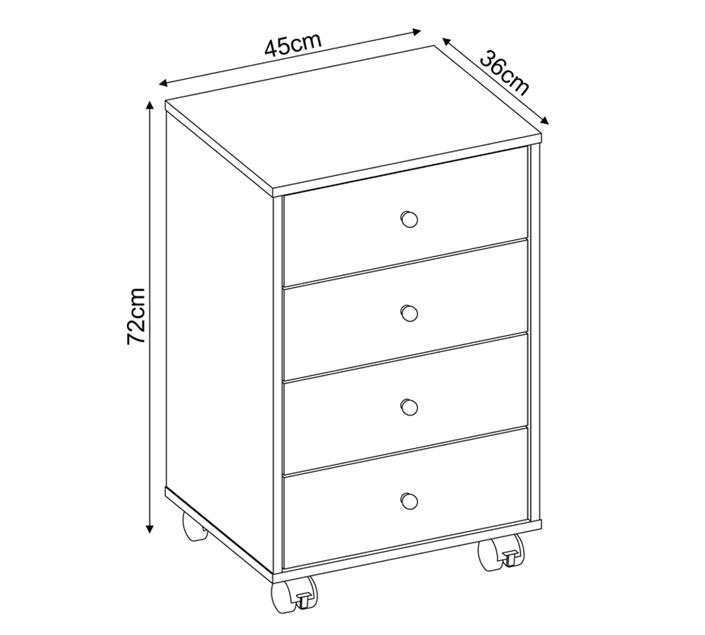 Mesa De Cabeceira 04 Gavetas Presence 9070 Branco Demobile