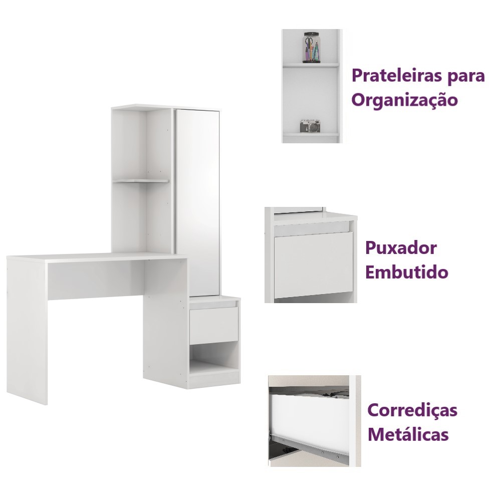 Mesa Escrivaninha Morada c/ Armário 1 Porta e 1 Gaveta - Escritório Home Office - Demobile 29800