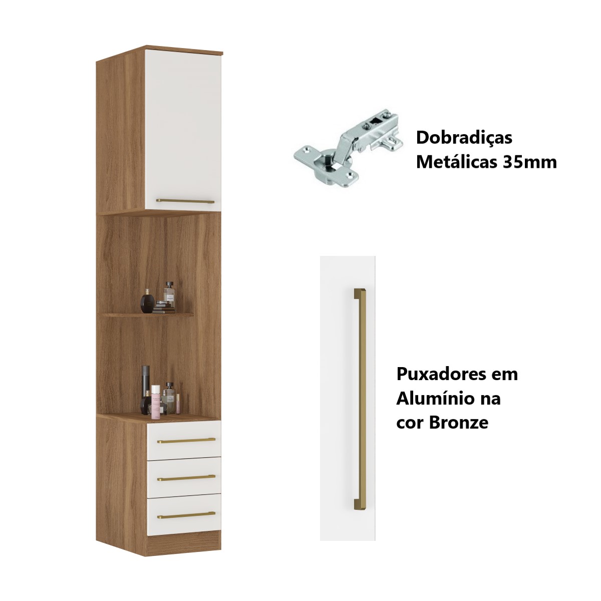 Mesa de Cabeceira Dormitório Modulado Irlanda - Módulo Criado Alto - Roupeiro Demobile