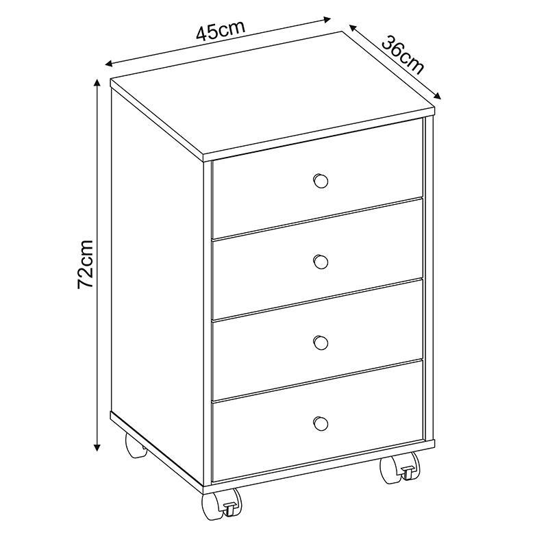 Mesa de Cabeceira Presence 4 Gavetas Branco - Demóbile