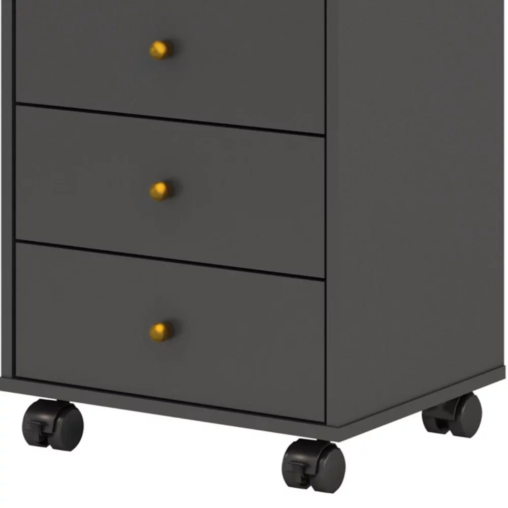Mesa de Cabeceira Presence 4 Gavetas Grafito Demóbile - SSX Multicoisas
