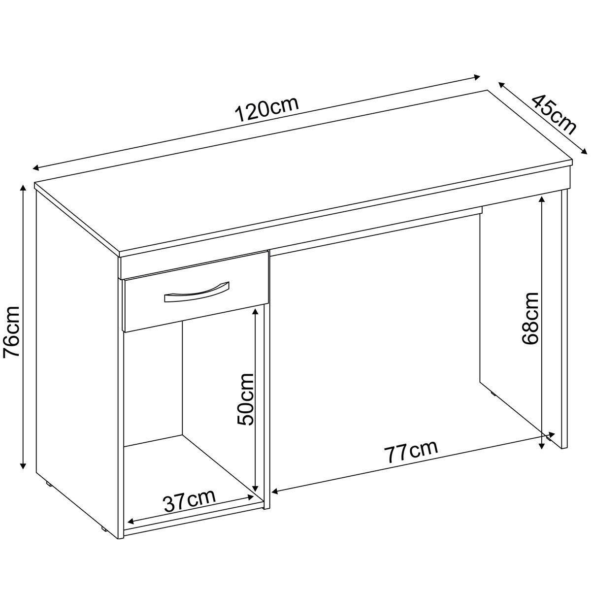 Mesa para Computador Escrivaninha 1 Gaveta 1 Porta Glória Amêndola Touch