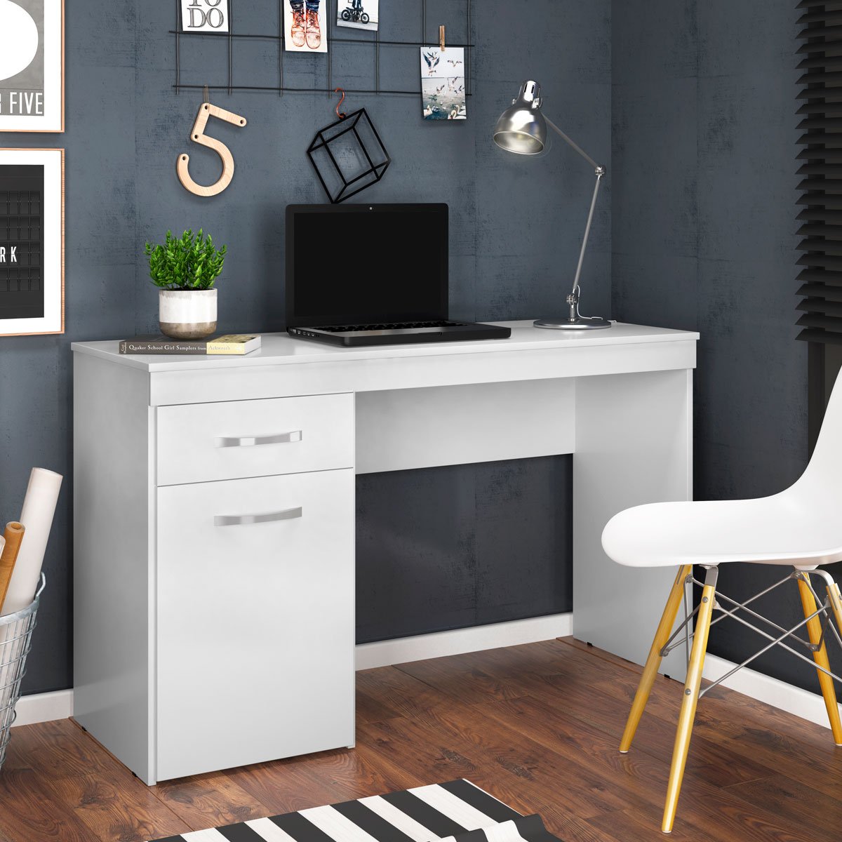 Mesa para Computador Escrivaninha 1 Gaveta 1 Porta Glória Branco