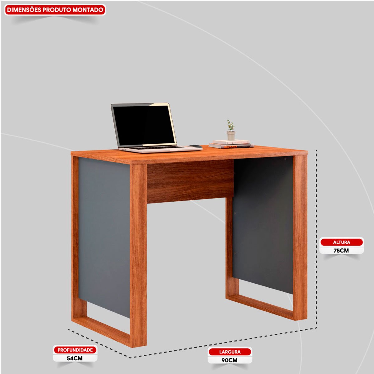 Mesa para Computador Office Luna Amêndola/Grafito