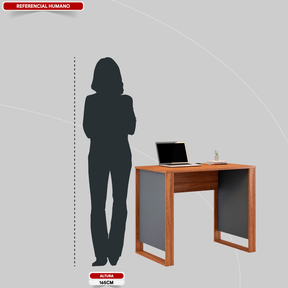 Mesa para Computador Office Luna Amêndola/Grafito