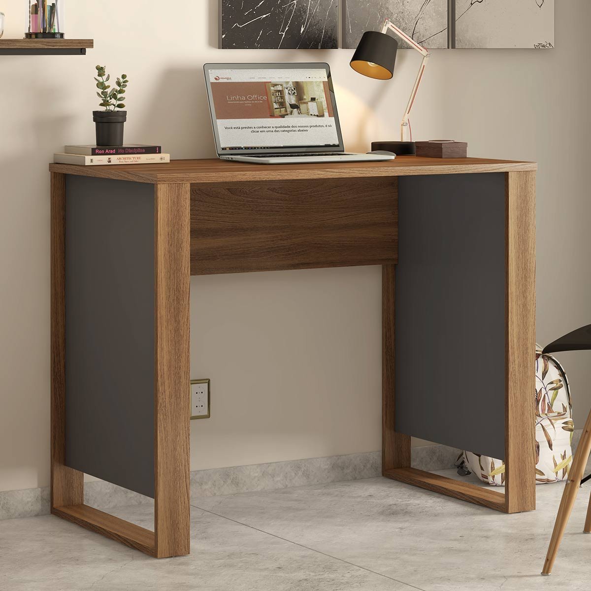 Mesa para Computador Office Luna Amêndola/Grafito