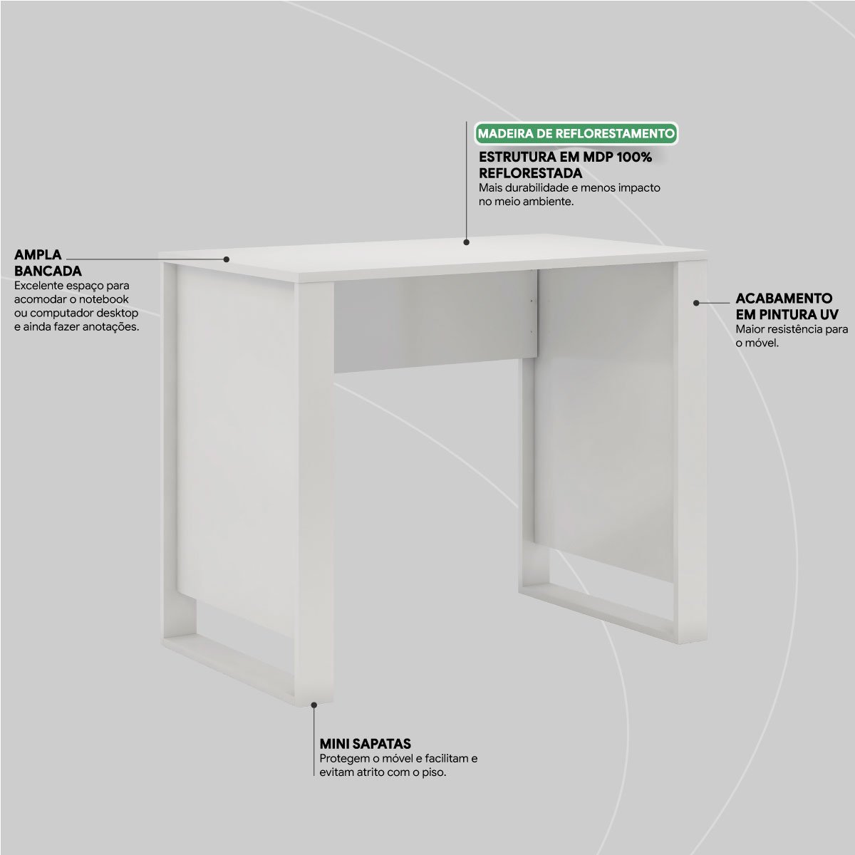 Mesa para Computador Office Luna Branco