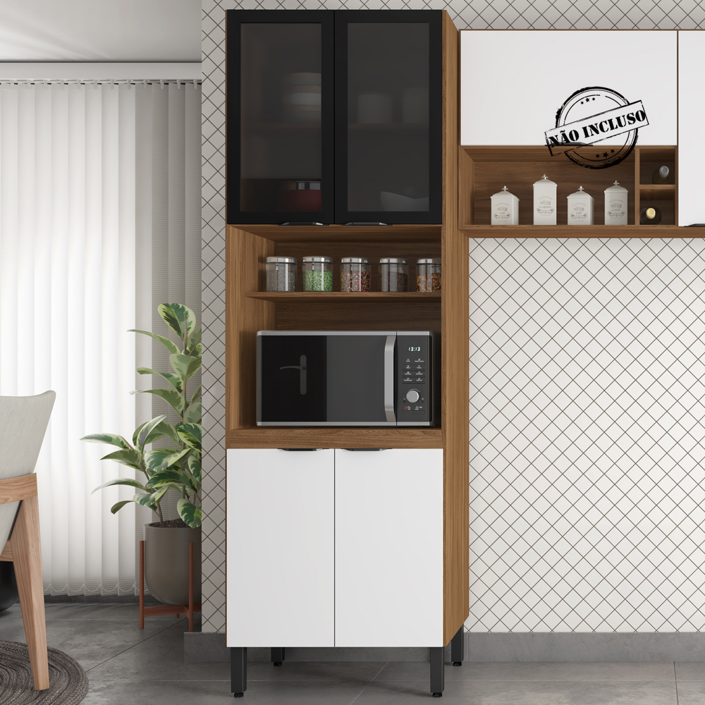 Paneleiro 2 Portas Vidro 70cm 94551 Amendola Branco Demobile
