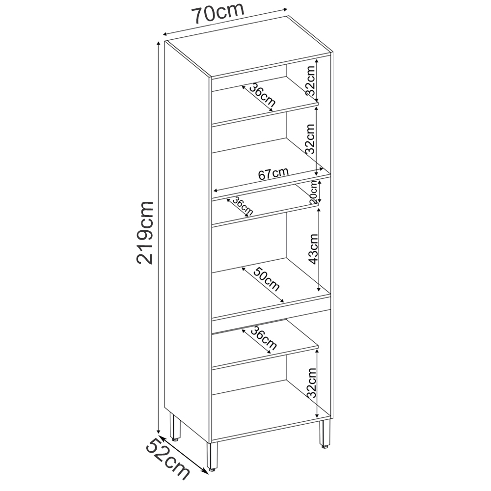 Paneleiro 2 Portas Vidro 70cm 94551 Amendola Branco Demobile