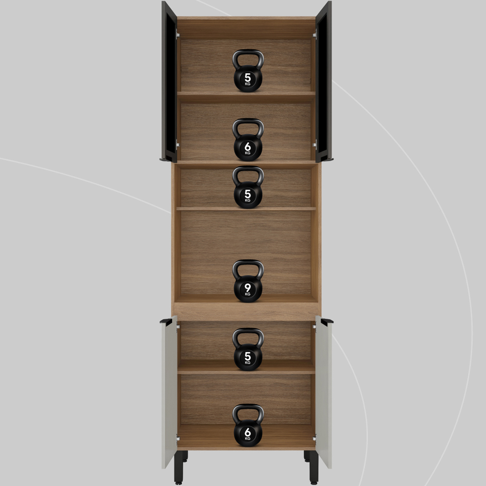 Paneleiro 2 Portas Vidro 70cm 94551 Amendola Nude Prime Tx Demobile