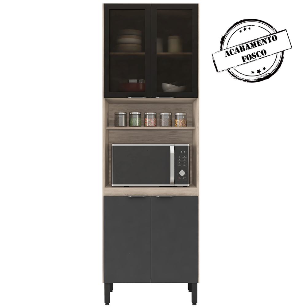 Paneleiro 2 Portas Vidro 70cm 94551 Avena Grafito Demobile