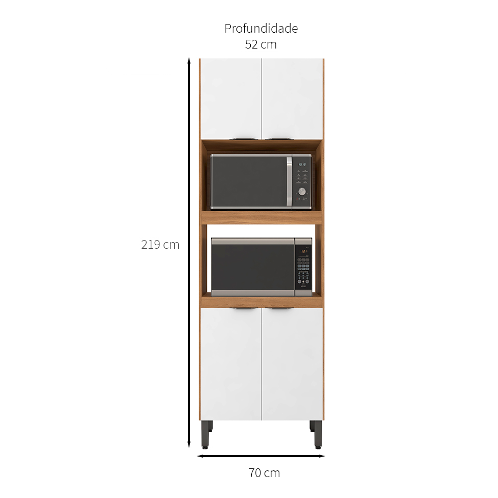 Paneleiro Duplo Forno Firenze 4 Portas Amendola e Branco