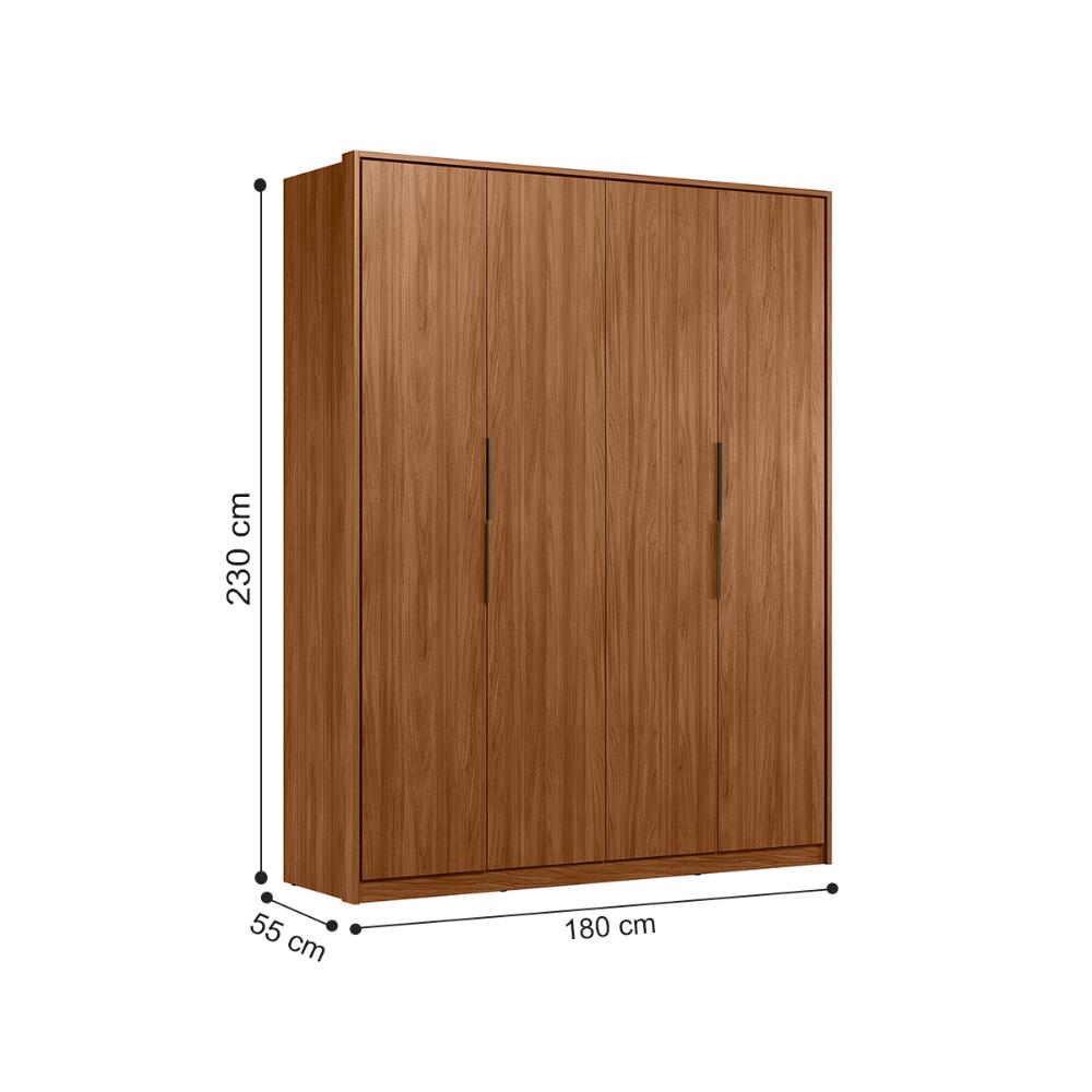 Roupeiro 4 Portas Casal Houston Nogueira Touch