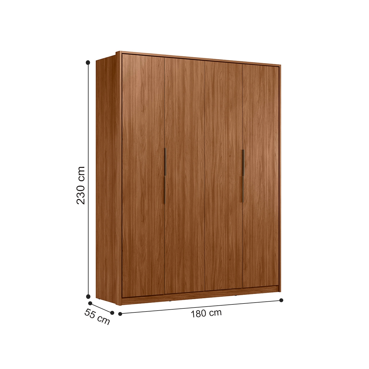 Roupeiro 4 Portas Casal Houston Nogueira Touch