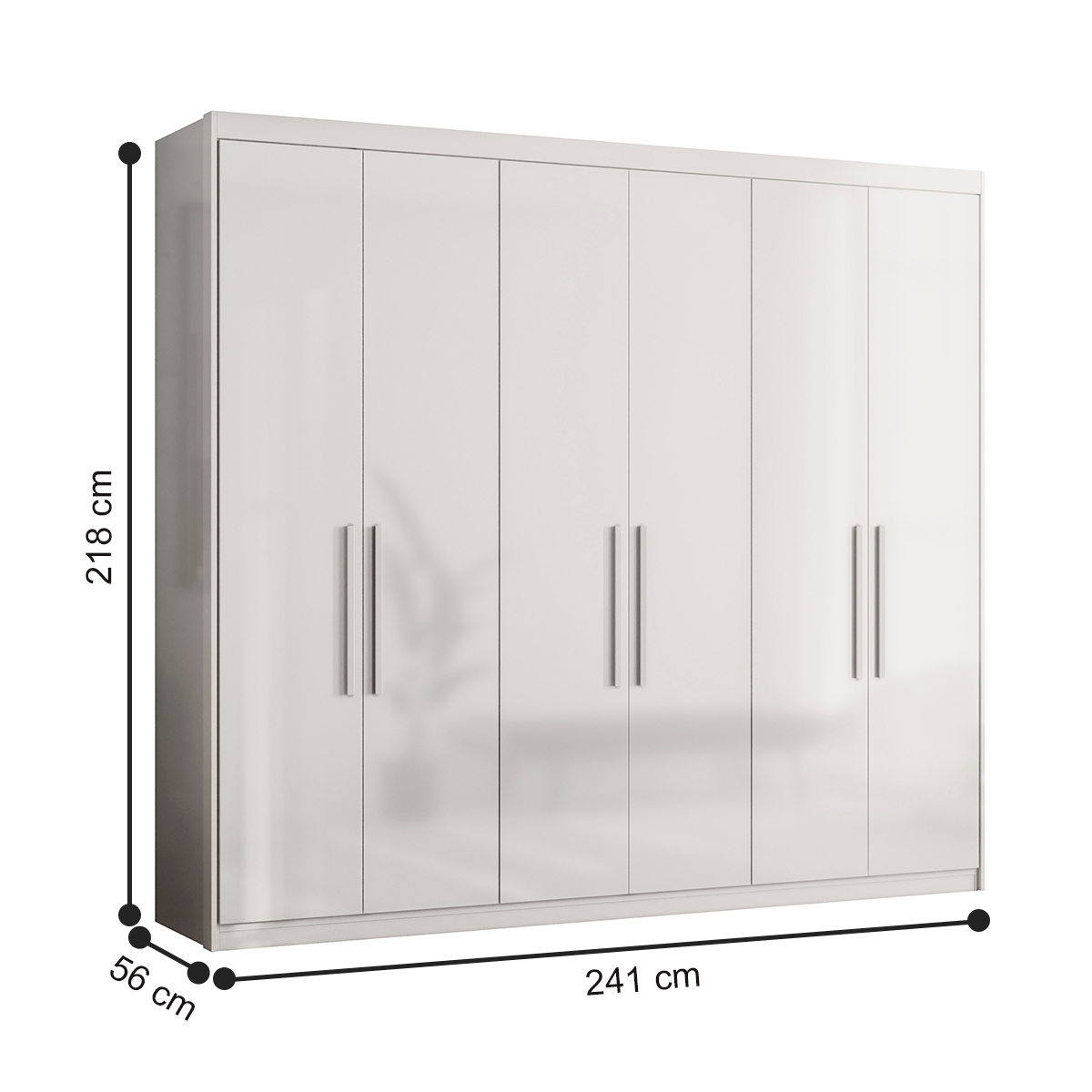 Roupeiro Casal 6 Portas Houston Branco