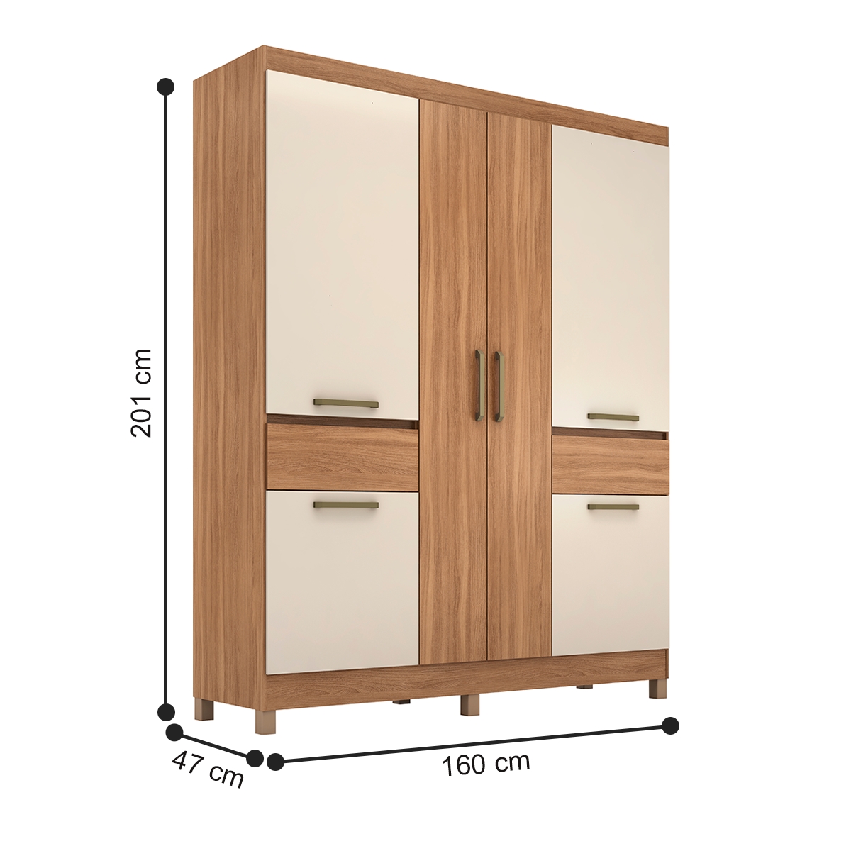 Roupeiro Casal 6 Portas Picasso Amêndola Off White