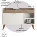 Balcao Aparador Buffet 120 cm 2 Portas Off White Madeira Dmad