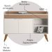 Balcao Aparador Buffet 120 cm Off White Cristal Ripado Madeira Dmad