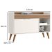 Balcao Aparador Buffet 120 cm Off White Cristal Ripado Madeira Dmad