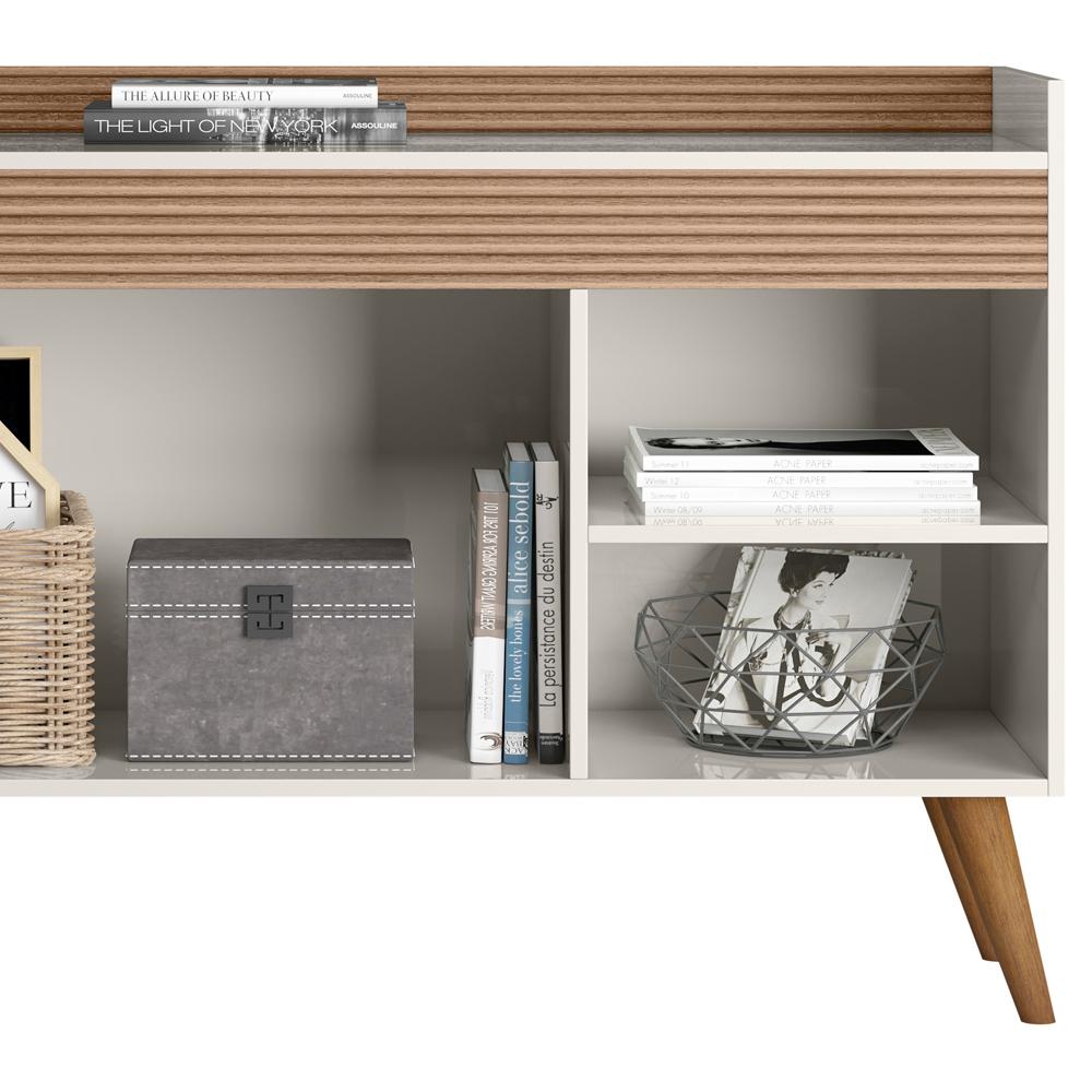 Balcao Aparador Buffet 120 cm Off White Cristal Ripado Madeira Dmad