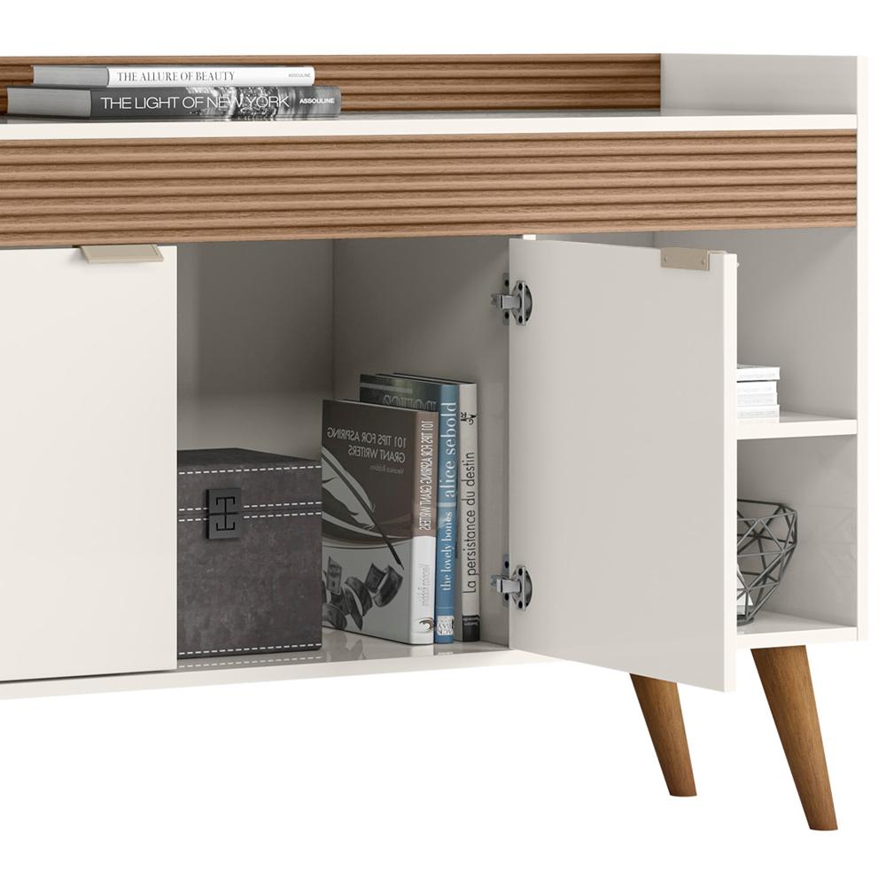Balcao Aparador Buffet 120 cm Off White Cristal Ripado Madeira Dmad