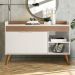 Balcao Aparador Buffet 120 cm Off White Cristal Ripado Madeira Dmad