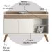 Conjunto Aparador E Nichos De Parede Off White Cristal Ripado Madeira Dmad