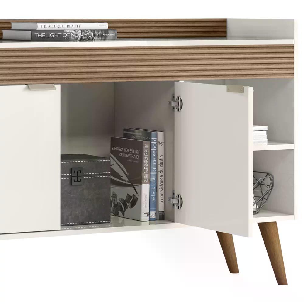 Conjunto Aparador E Nichos De Parede Off White Cristal Ripado Madeira Dmad