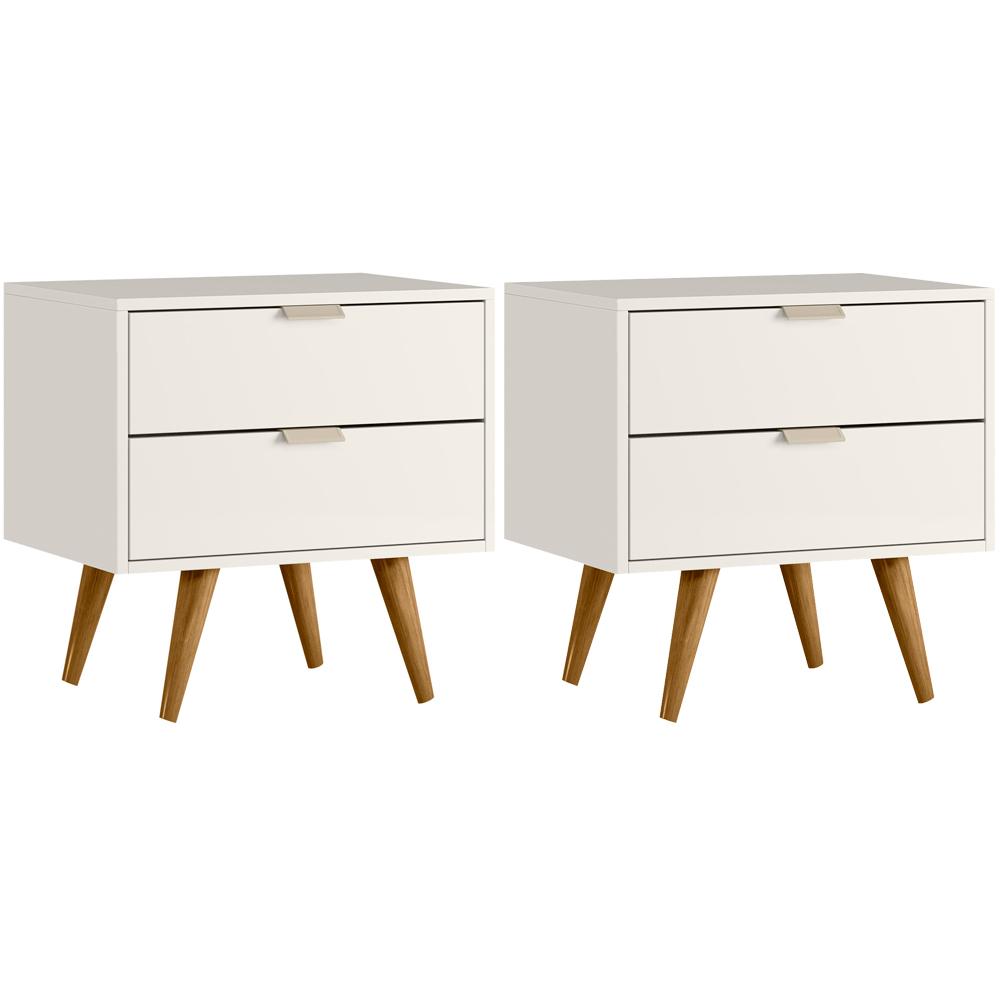 Kit 2 Mesas De Cabeceira 53 cm 2 Gavetas 14054 Off White Cristal Dmad
