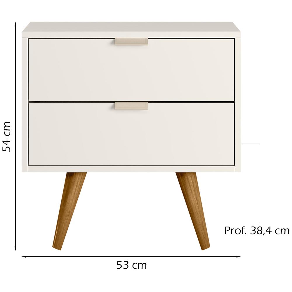 Kit 2 Mesas De Cabeceira 53 cm 2 Gavetas 14054 Off White Cristal Dmad