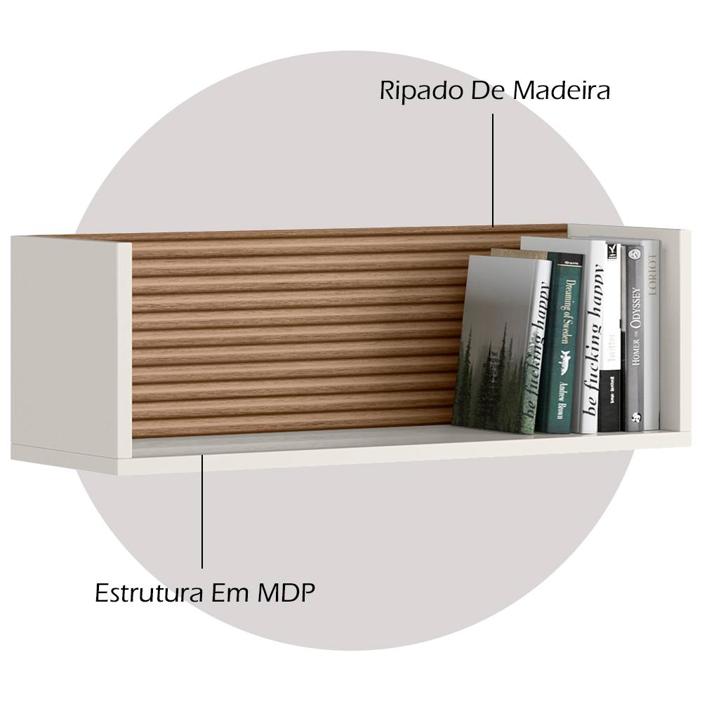 Kit 2 Nichos De Parede 60 cm 14064 Off White Cristal Ripado Madeira Dmad