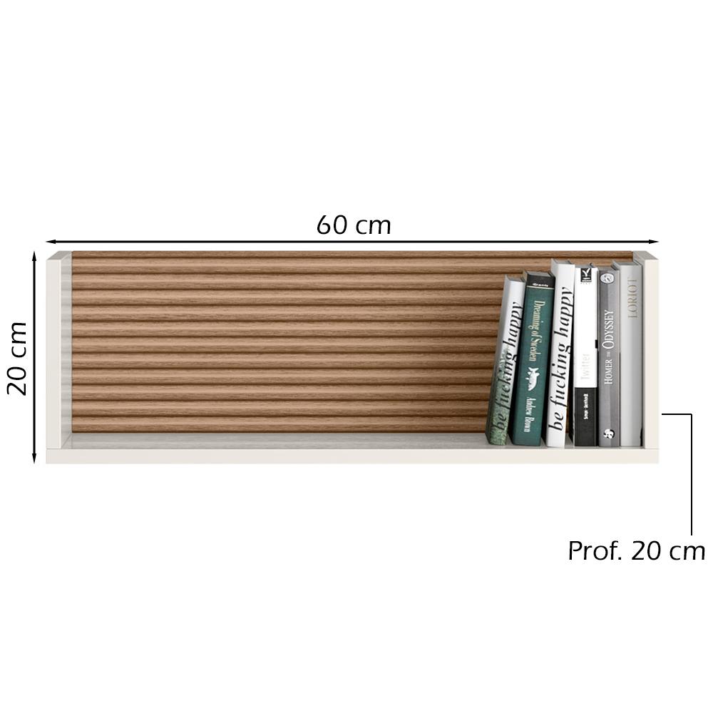 Kit 2 Nichos De Parede 60 cm 14064 Off White Cristal Ripado Madeira Dmad