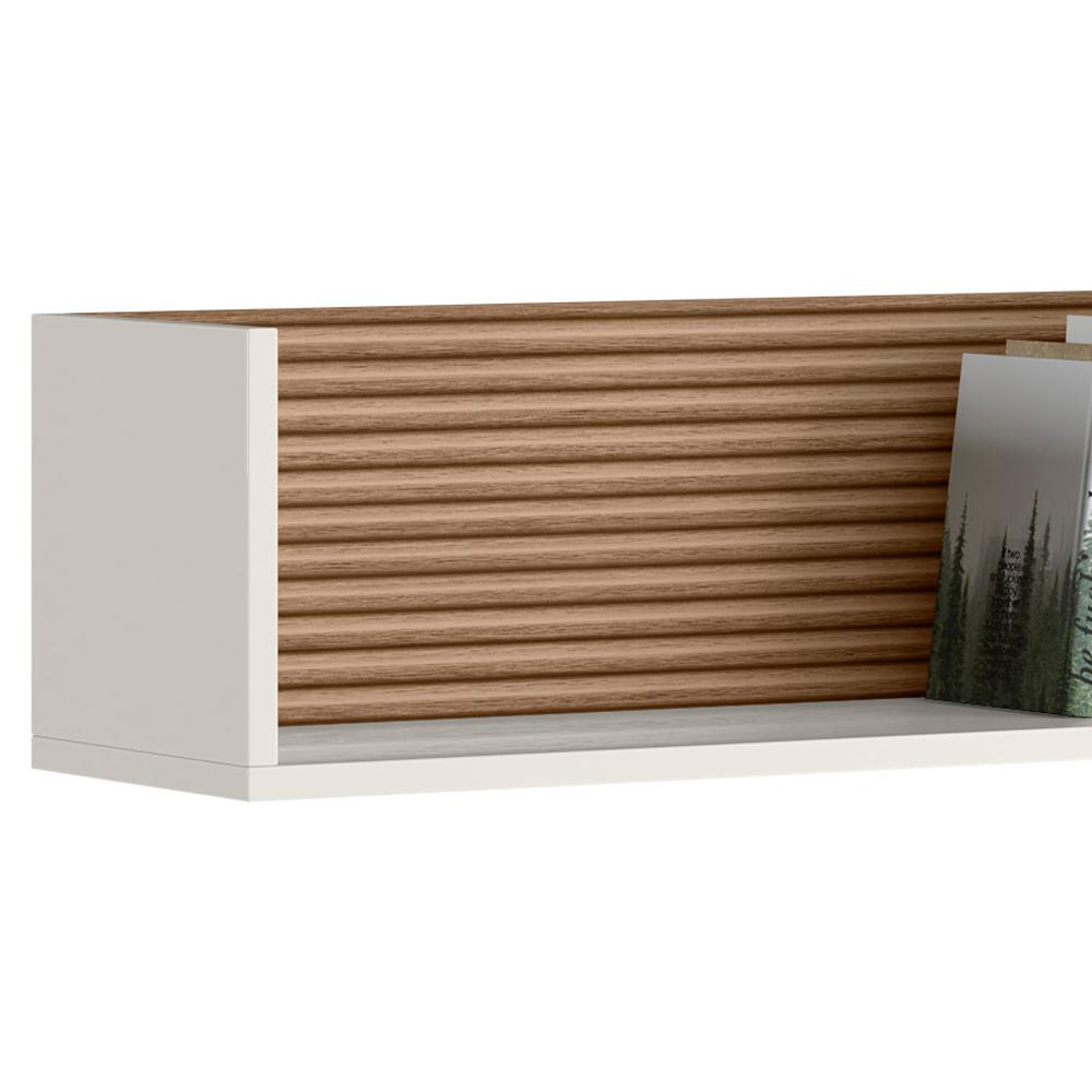 Kit 2 Nichos De Parede 60 cm 14064 Off White Cristal Ripado Madeira Dmad