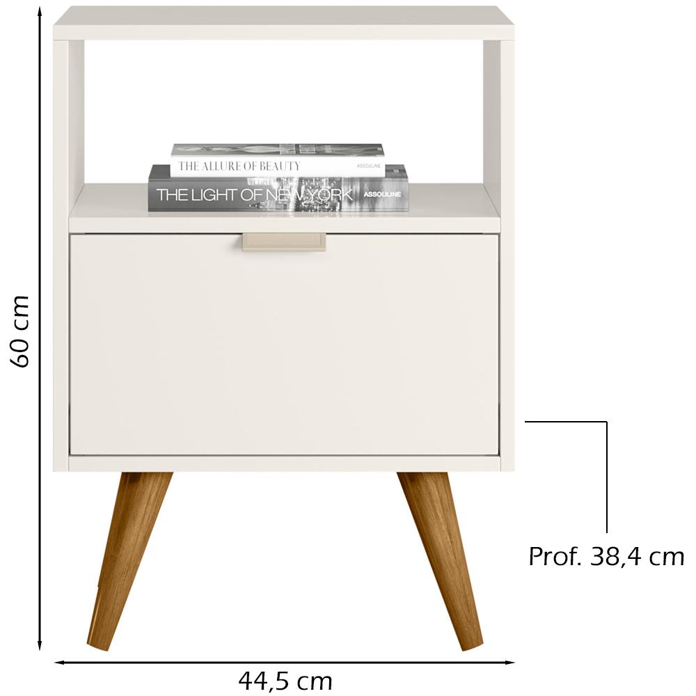 Mesa De Cabeceira Com 1 Gaveta 14050 Off White Cristal Dmad