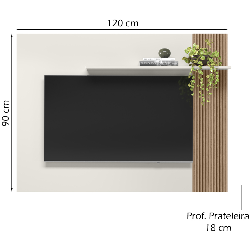 Painel Para TV 40 Pol 120 cm 13936 Off White Madeira Dmad