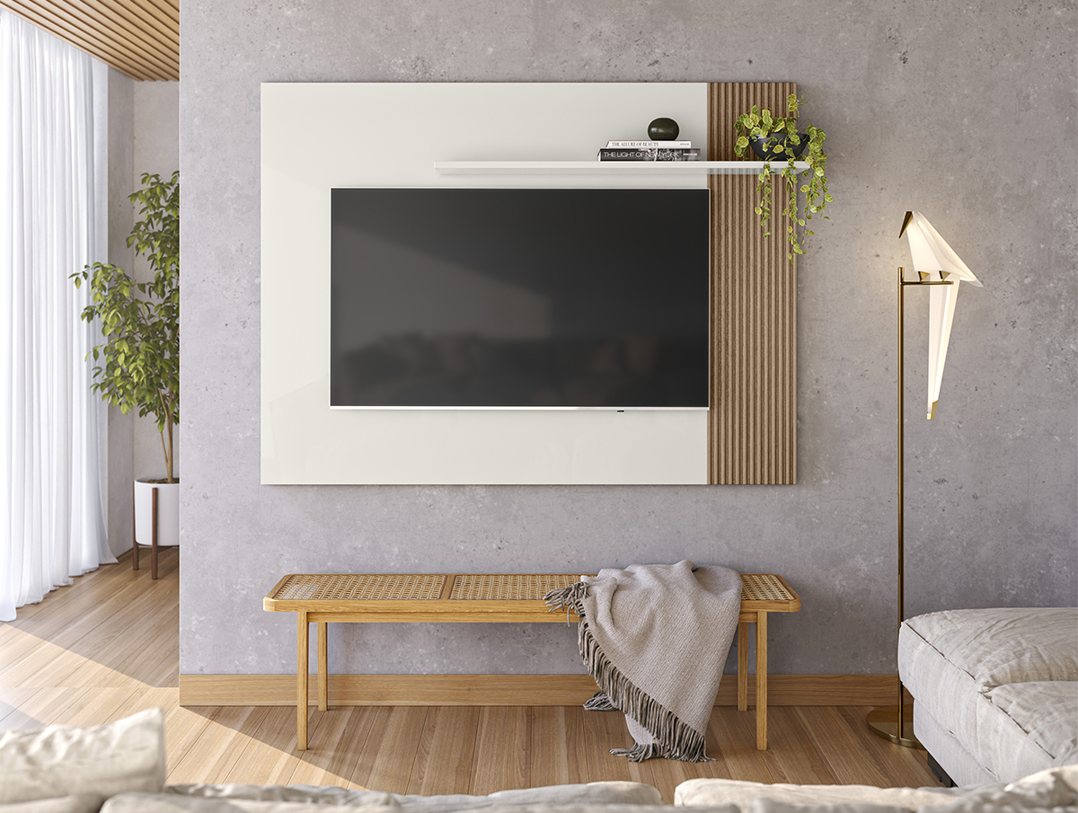 Painel Para TV 40 Pol 120 cm 13936 Off White Madeira Dmad